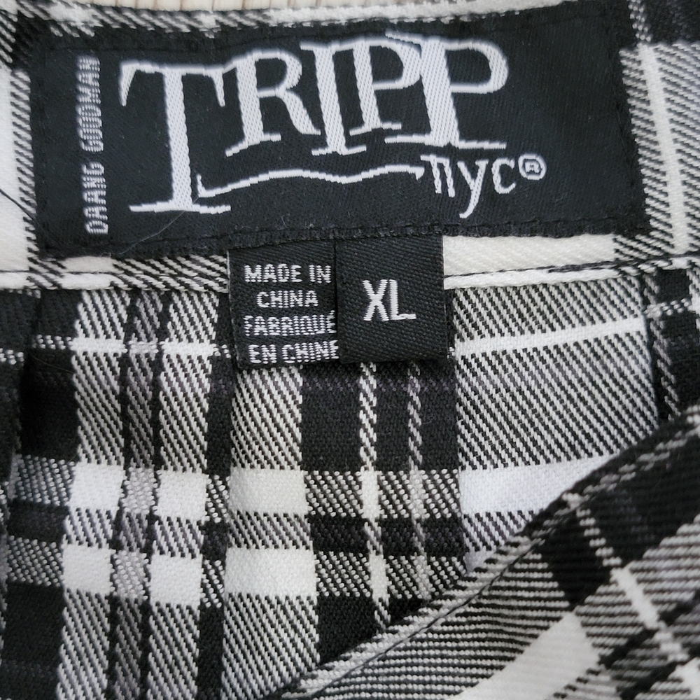 90s Y2K Tripp NYC Black and White Plaid Pleated Micro Mini Skirt - Picture 4 of 7